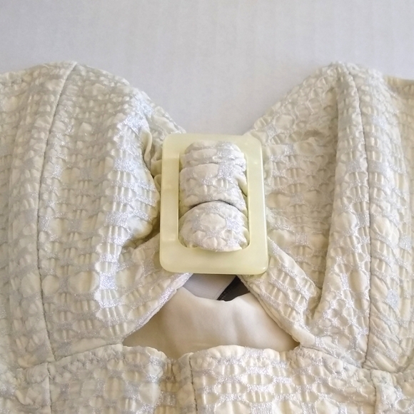 Lisa Marie Fernandez 🔥 White/Sand Seersucker Textured Cutout One Piece Sz Sm. - Picture 2 of 14